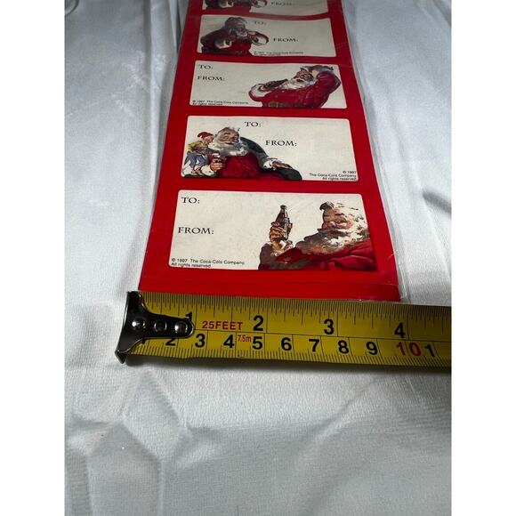 Unopened Coca-Cola Santa Vintage Christmas gift tag labels 1997 Stick IOP Sealed - Picture 9 of 9